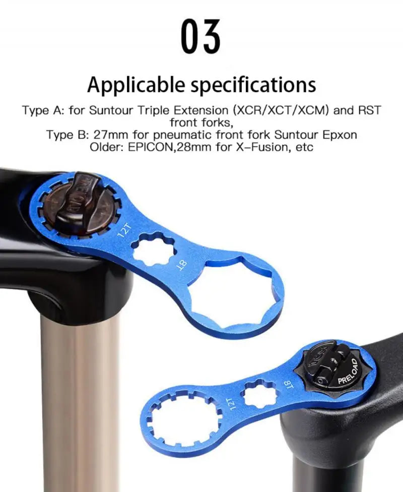 MTB Bike Fork Shoulder Wrench Bicycle Front Fork Repair Tools For Suntour XCR XCT XCM RST 8/12T 27/28mm Front Fork Removal Tool Zpaxo