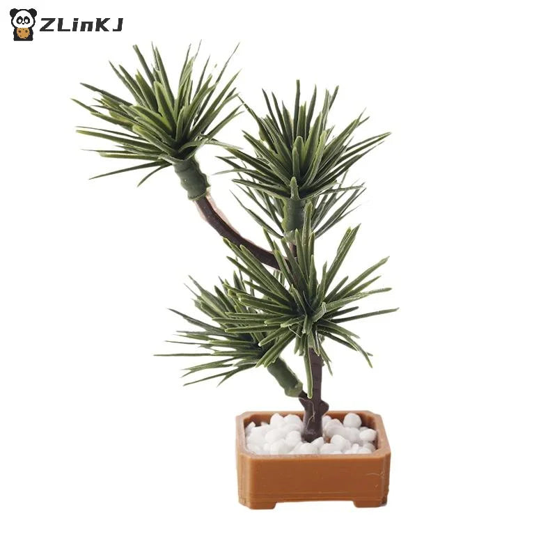 ▶1Pcs Micro Landscape Garden Bonsai Ornament 1/12 Dollhouse Simulation Pine Tree Green Plants Bonsai Model Scene Decoration Zpaxo