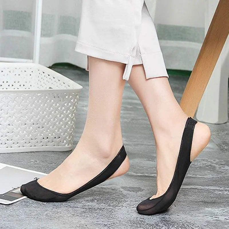 2 Pairs Ultra-thin Ice Silk Boat Socks Forefoot Pad Shallow Non-slip Zpaxo black-2pairs One Size
