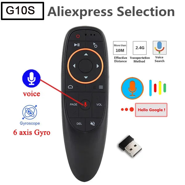 5 G10S Voice Remote Control Wireless Air Mouse Gyroscope Controller Zpaxo G10S Remote 1pc No plug
