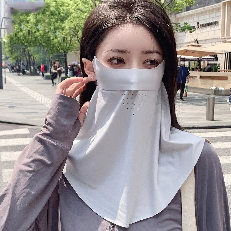 Women's Seamless Ice Silk-like UV Face Mask Ultra-thin Breathable Sun