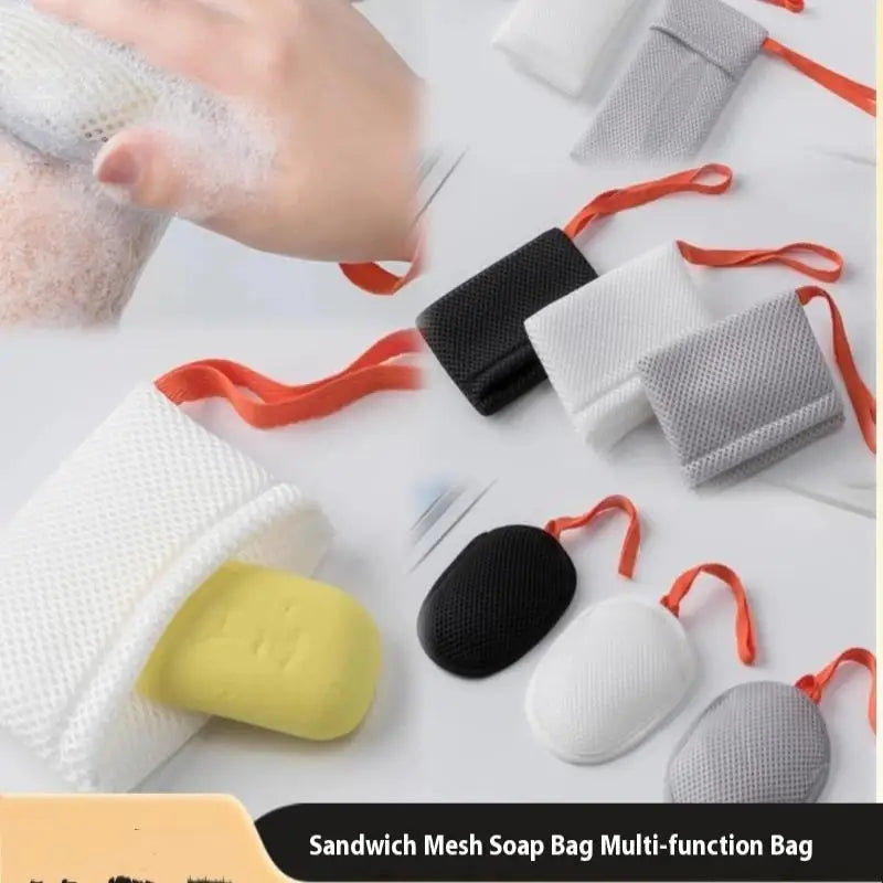 1Pcs Bath Cleansing Foaming Net Double-Sided Square/Oval Soap Bag Body Exfoliating Scrubber Sponges Bathroom Mesh Soap Pocket Zpaxo