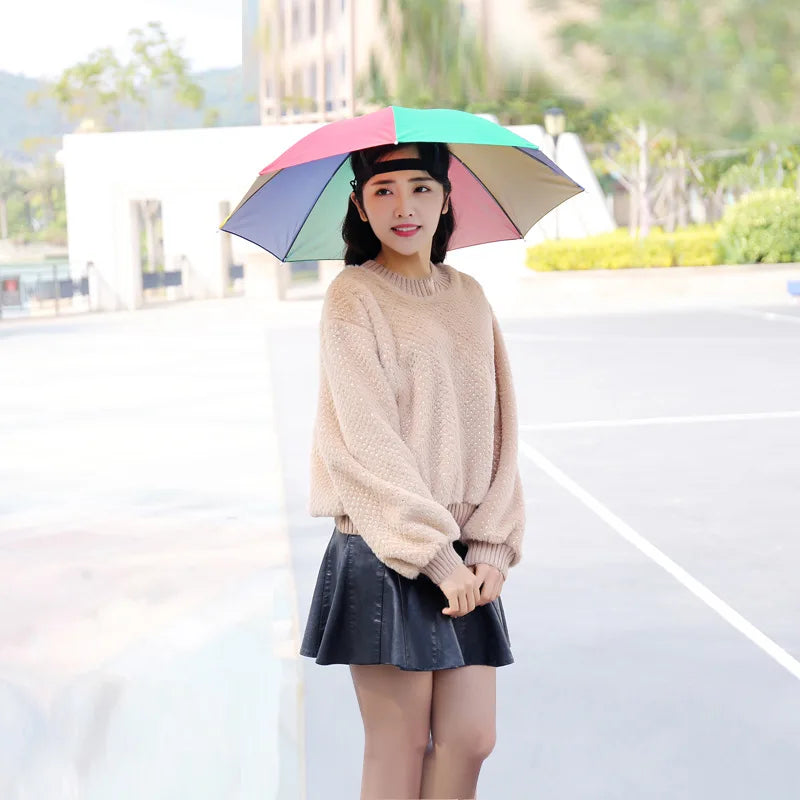 Double-layer Black Coated Rainproof Fishing Umbrella Hat Outdoor Tea Zpaxo Watermelon 10PCS