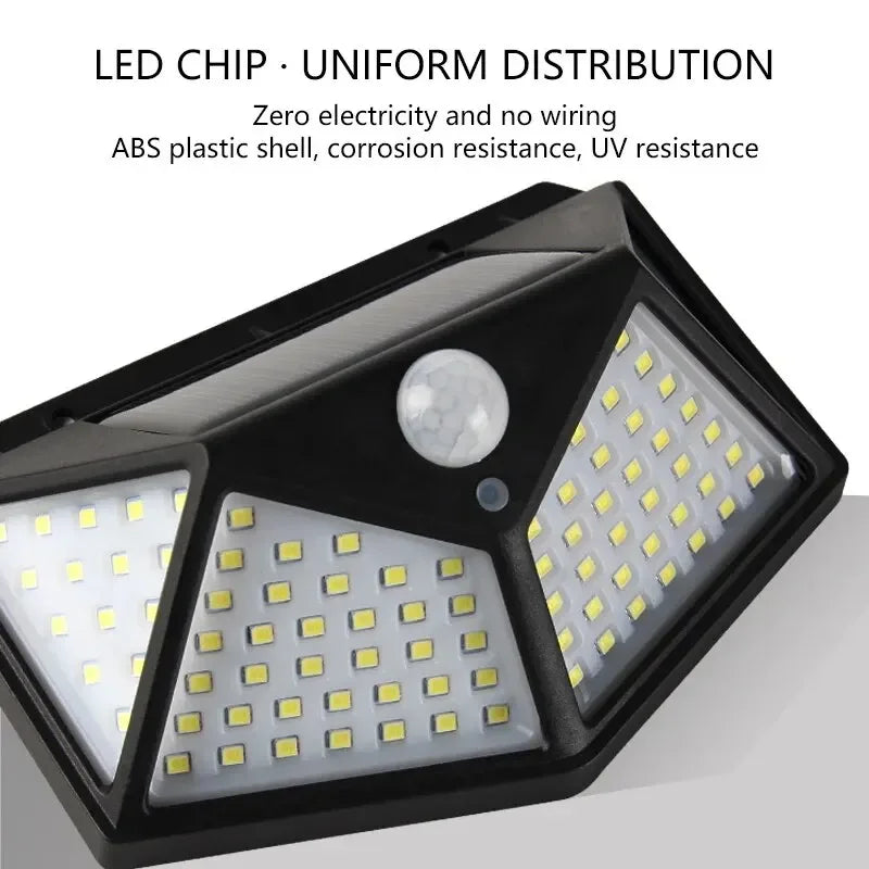 100LED Solar Motion Sensor Outdoor Wall Light – IP65 Waterproof