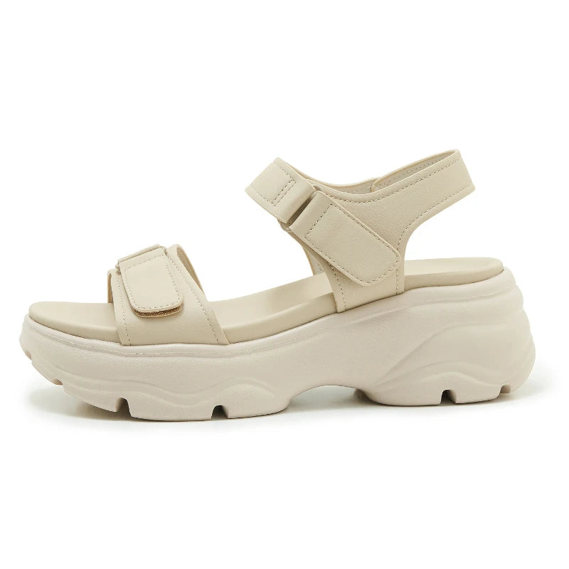 Open Toe Adjustable Hook Loop Straps Thick Sole Wedge Heel Zpaxo M3266-1 Apricot 41 China Mainland