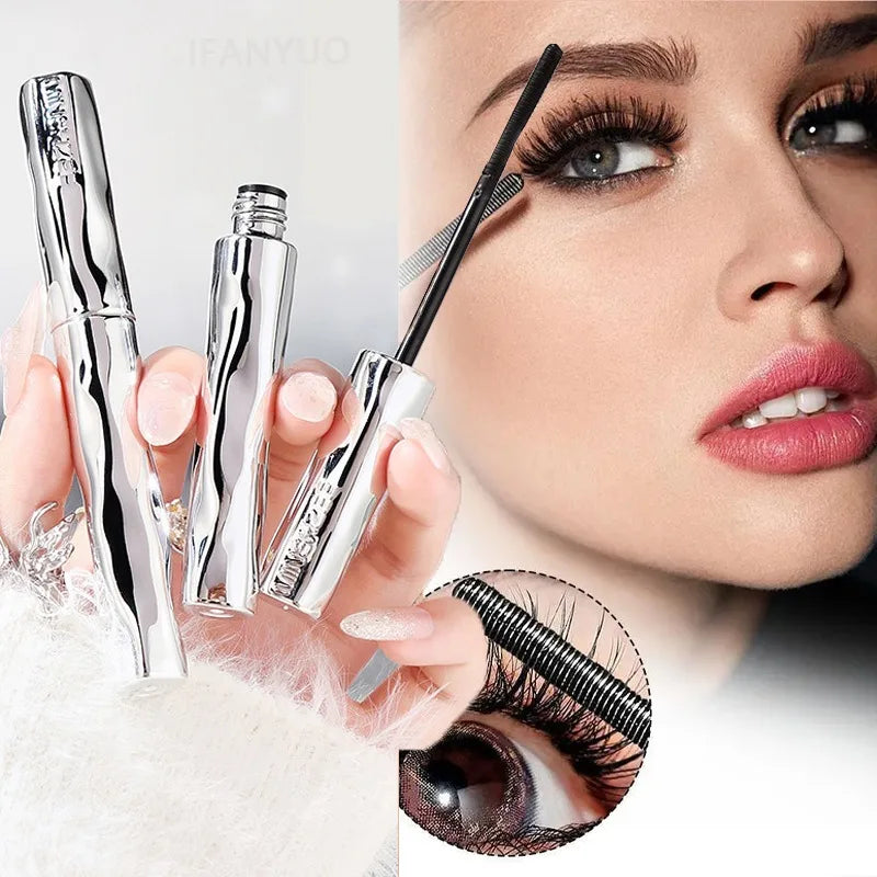 Steel Tube Mascara Silk Fiber Ultra-Fine Spiral Brush Black Waterproof Lasting Curling Fast Dry Eyelash Extensions Eyes Makeup Zpaxo