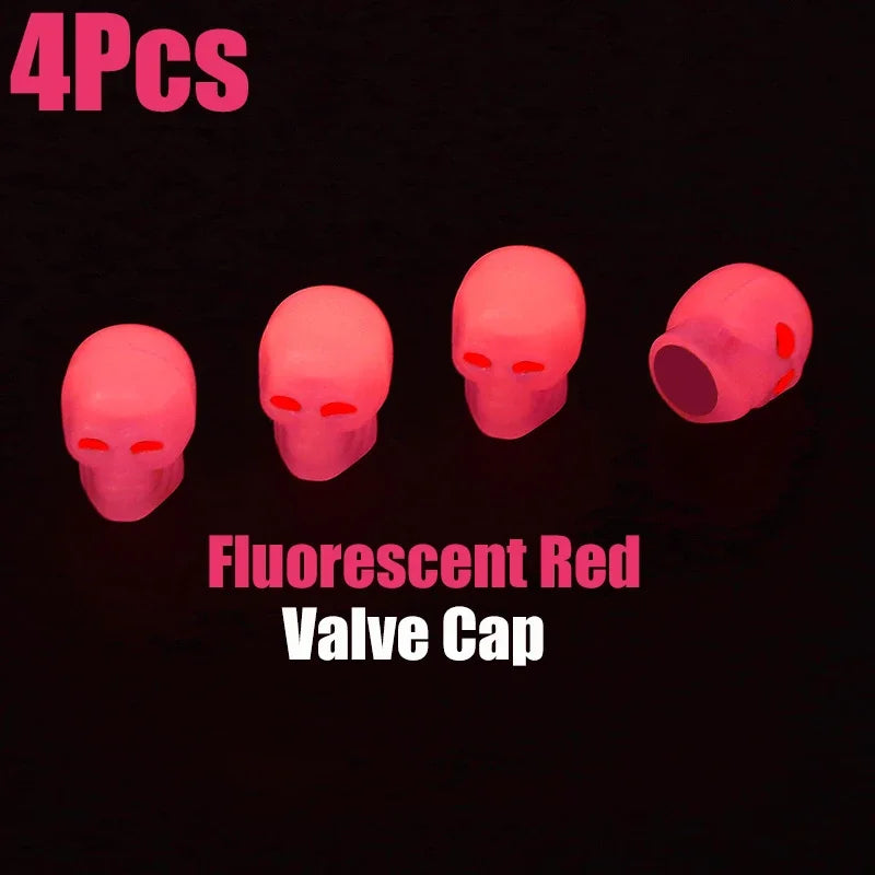 Skull Tire Valve Stem Caps – 4-Pack ABS for Cars & Bikes