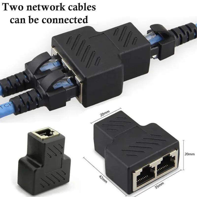 RJ45 Ethernet Splitter Adapter – 1 to 2 Network Connector