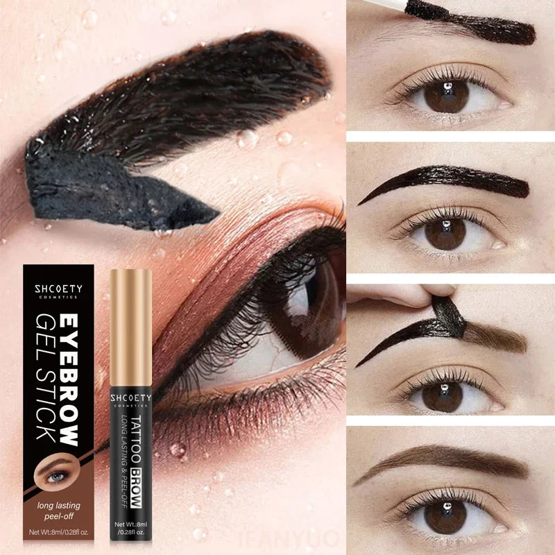 Peel-off Eyebrow Gel Tint Black Brown Eye Brow Enhancers Makeup Waterproof Lasting Liquid Gel Tear Wear Easy Natural Brow Tattoo Zpaxo