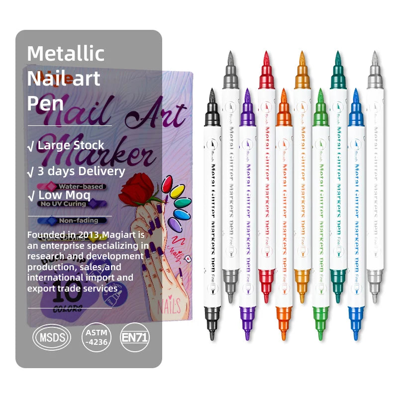 10-Piece Nail Art Pen Set – Waterproof Acrylic Liner Pens Nail Art Pen Set Zpaxo