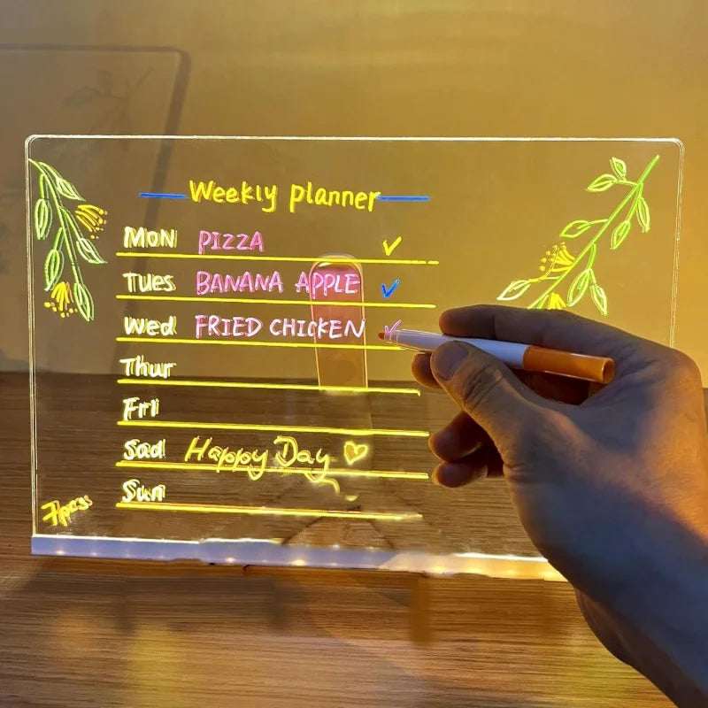 Reusable Children's Acrylic Information Board Lighted Drawing Lamp