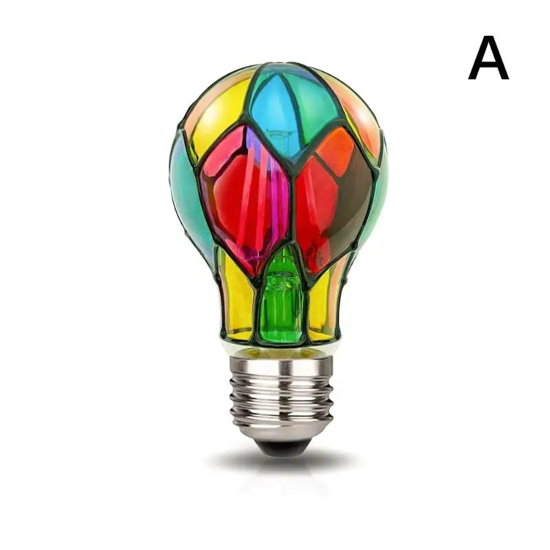 4W ST64 LED Light Bulb Stained Glass Light Bulb Painted Glass E26 Base Mosaic Night Lamp Home Decor Romantic Festive Atmosphere Zpaxo A
