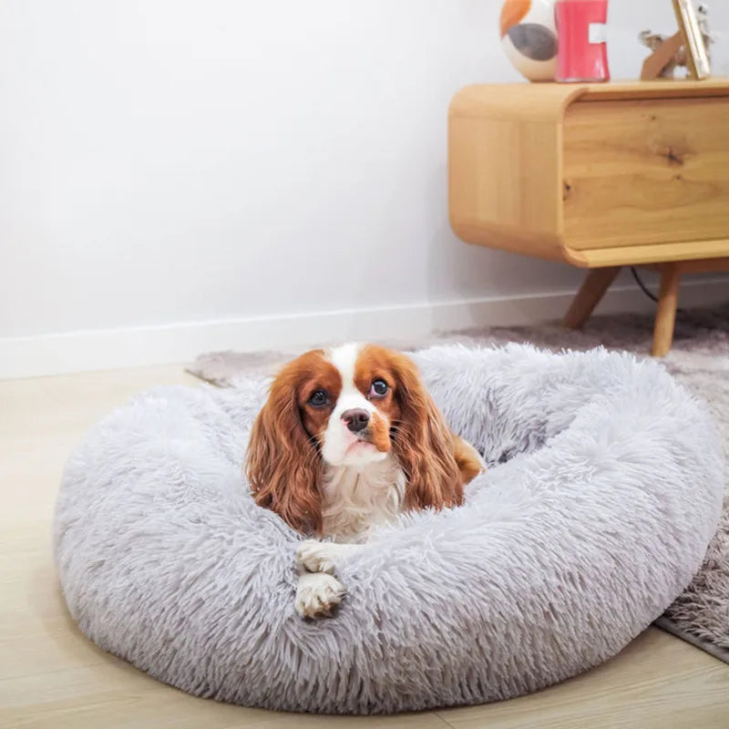 Soft Pet Dog Cat Bed Plush Full Washable Calm Donut Comfortable