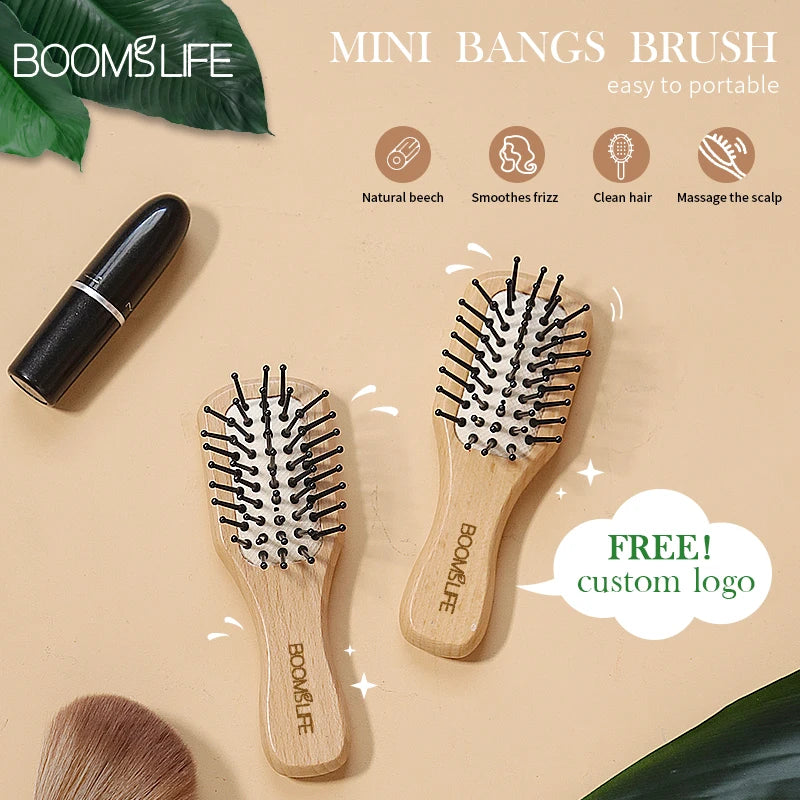 Portable Pocket Hair Comb Mini Hair Brush Salon Styling Small Travel Wide Tooth Comb Wood HairBrush Airbag Head Massage Brush Zpaxo