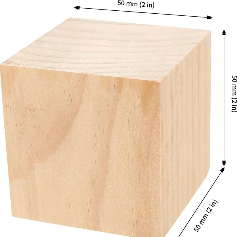 2pcs 5cm 2inch Unfinished Wooden Blocks for DIY Crafts Durable Natural Wood Cubes Puzzle Making Stacking Wooden Blocks Zpaxo