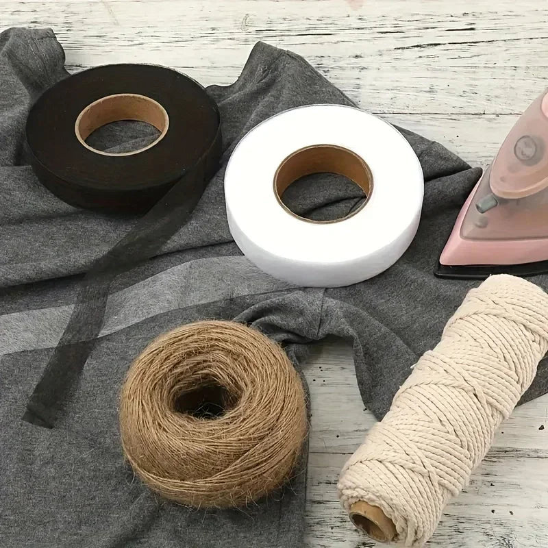 Iron-On Hem Tape 2 Rolls – Black & White Fusible Web Sewing
