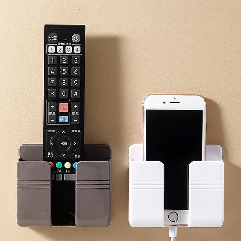 1pc Wall Mounted Storage Box Multifunction Punch Free Organizer TV Remote Control DIY Mobile Phone Plug Charging Holder Stand Zpaxo