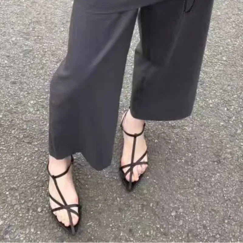 Women's Thin Heeled Sandals Designer Sexy Elegant Mid Heels Shoes Zpaxo