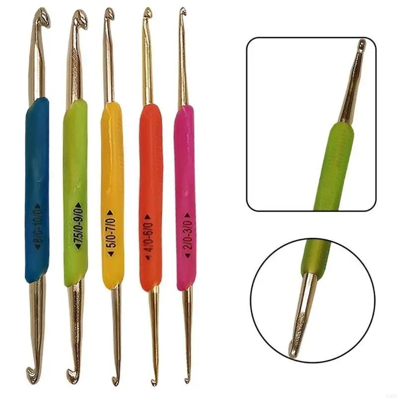 5 Pcs Crochet Hook Knitting Needle Set Crochet Needle with Soft Handle Zpaxo