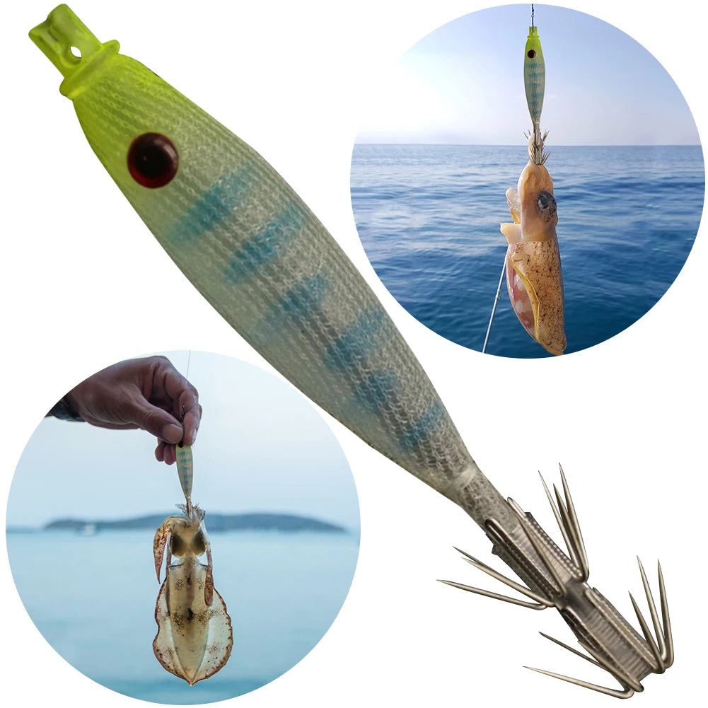 Fishing Lures Lure Hook Tackles Simulation Squid Realistic Bait Life