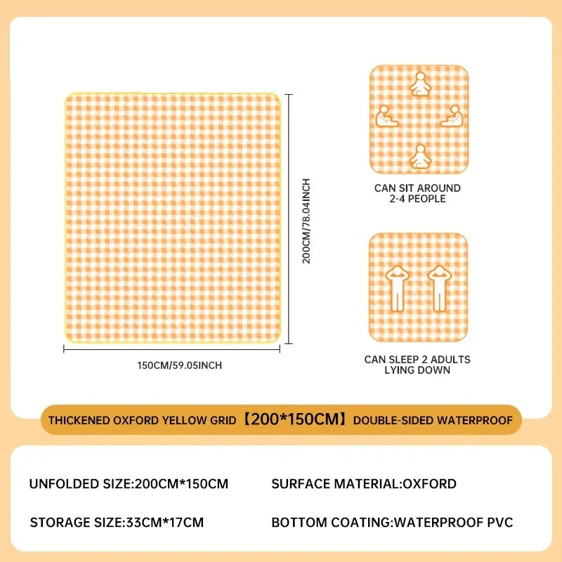 Outdoor Camping Mat, Picnic Mat, Beach Waterproof and Moisture-proof Portable Tent Sleeping Mat, Double-sided Aluminum Film Zpaxo Yellow-M