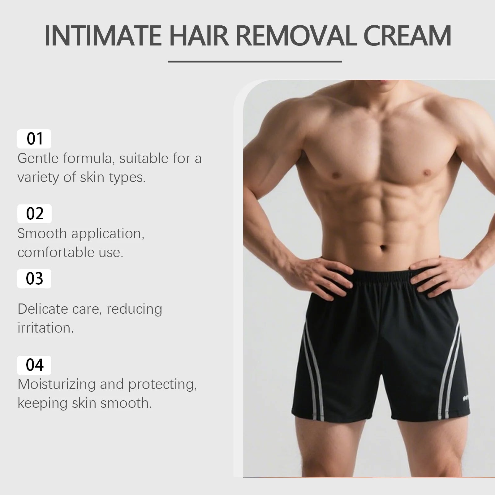 East Moon Men's Hair Removal Cream – Gentle & Non-Irritating, No Redness, No Dark Spots Left, Slows Hair Growth, Easy to Use Zpaxo