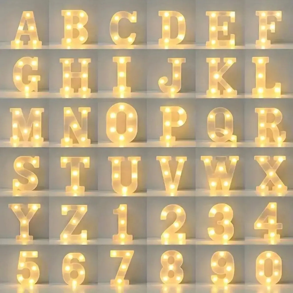 Led Letters Lights 26 Alphabet Light Up Number 0-9 Holiday Accessory Zpaxo yellow A