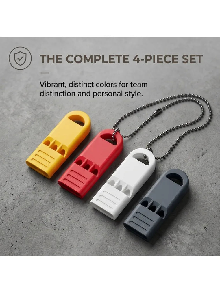 Extra Loud 3-Tone Whistle 4-Piece Pitch Survival Camping Hiking