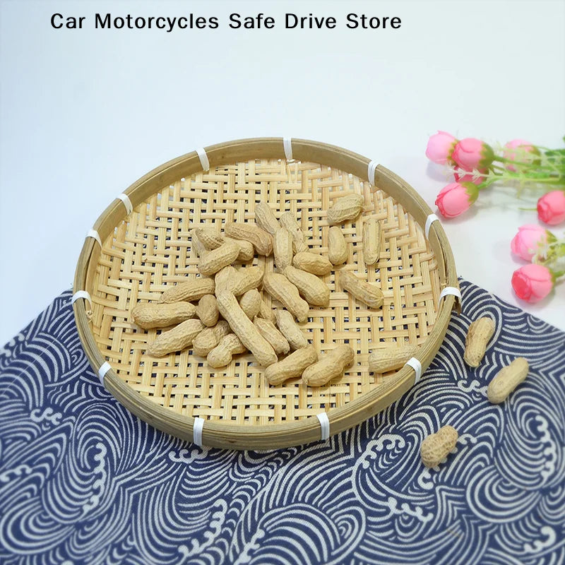 CM1PC Round Bamboo Woven Fruit Basket Tray Flat Wicker Food Storage