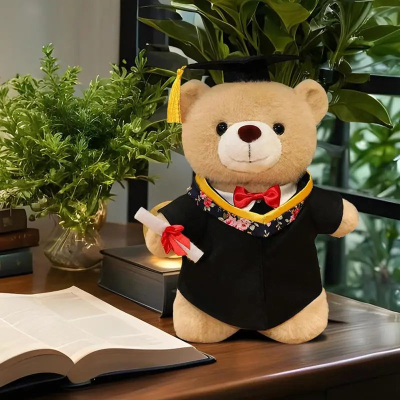 Graduation Stuffed Bear Soft Plush Toy Stuffed Animal With Gown Hat Cute Throw Pillow High School Home Decor For Preschool Zpaxo