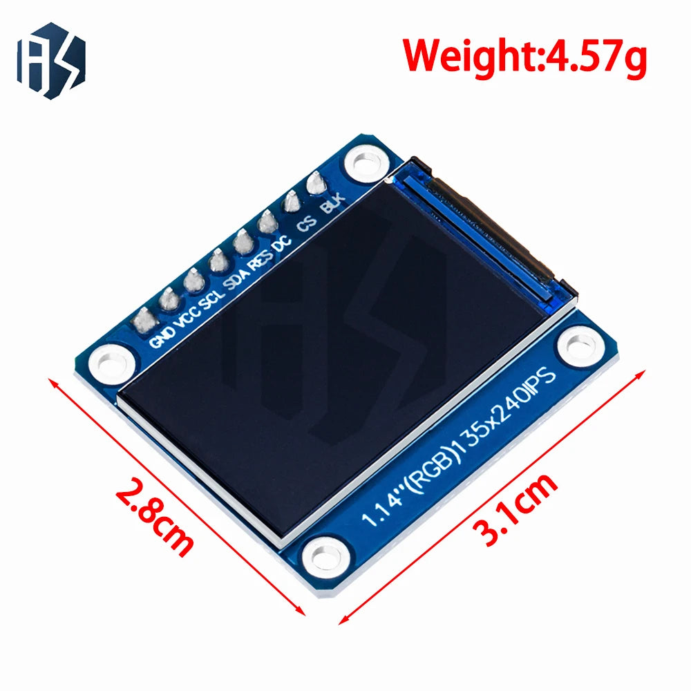 1pcs/5pcs/10pcs New IPS 1.14 inch 3.3V 8PIN SPI HD Full Color TFT Display Screen ST7789 Drive IC 135*240 Zpaxo