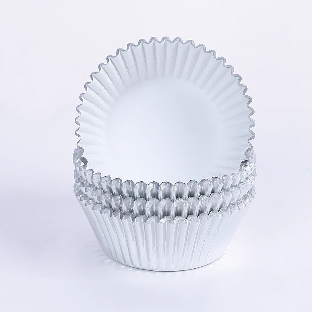 100Pcs Foil Cupcake Liners Metallic Muffin Paper Cases Baking Cups Gold Sliver Rose Gold Red Wedding Birthday Party Supplies Zpaxo Sliver