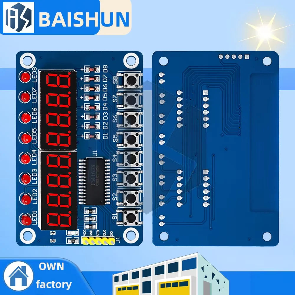 8-Bit Nixie Tube 8-Key Input TM1638 Module: 1-Piece for Arduino-Compatible LED Display for DIY Electronics Zpaxo