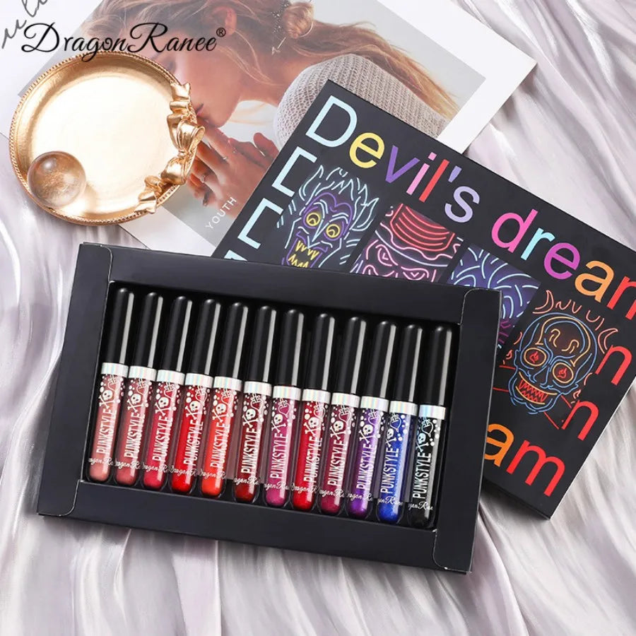 12 Lip Gloss Set Box for Halloween and Christmas Makeup with Pearlescent Shining, Waterproof, Durable, Natural Makeup, Shining, Zpaxo