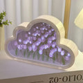 Cloud Tulip Night Light Handmade Material Flower Mirror Creative Atmosphere Lamp Valentine's Day Birthday Gift Home Decor DIY Zpaxo PURPLE