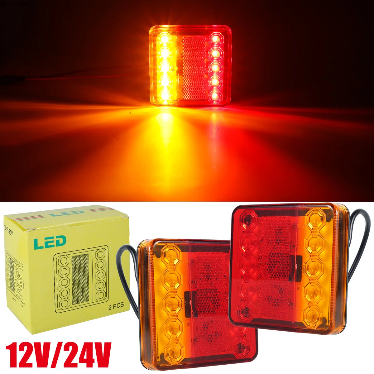 2Pcs Waterproof Car 10 LED Warning Tail Light Rear Lamps Boat Trailer 12V/24V Rear Parts for UTE Trailer Caravans Free shipping Zpaxo