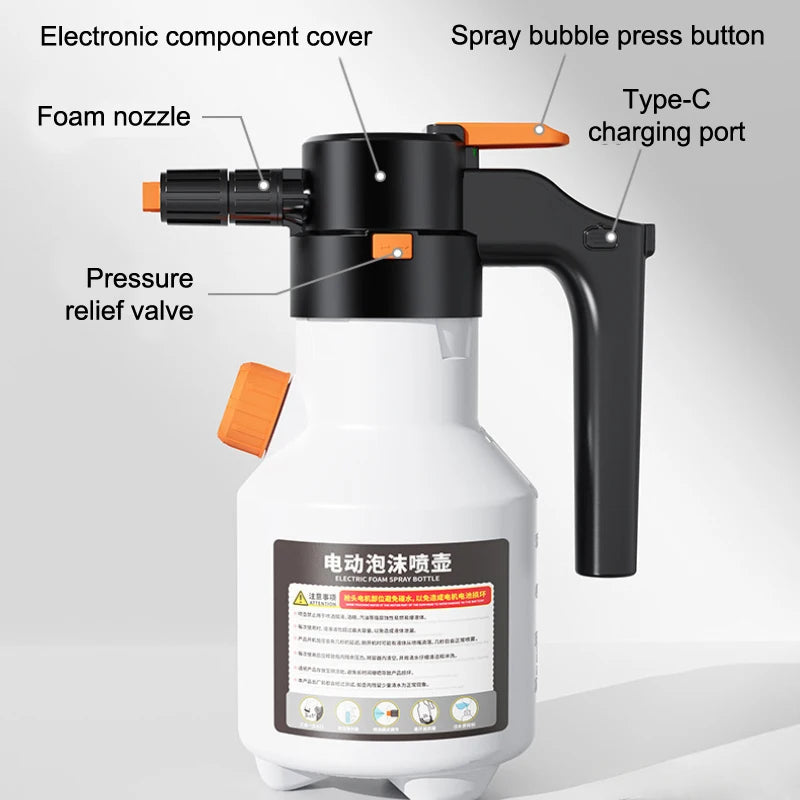 2L Electric Snow Foam Sprayer – High-Pressure Car Wash Cannon