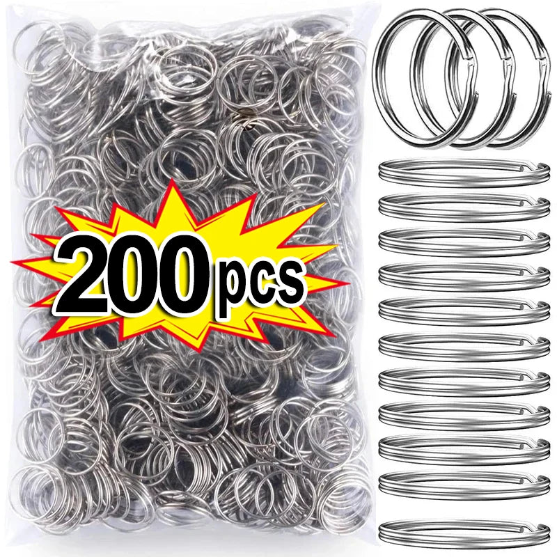 20-200pcs Stainless Steel Key Ring Key Chain 25mm Round Flat Round Split Keychain Polished Metal Blank Circle For DIY Findings Zpaxo 200 pcs