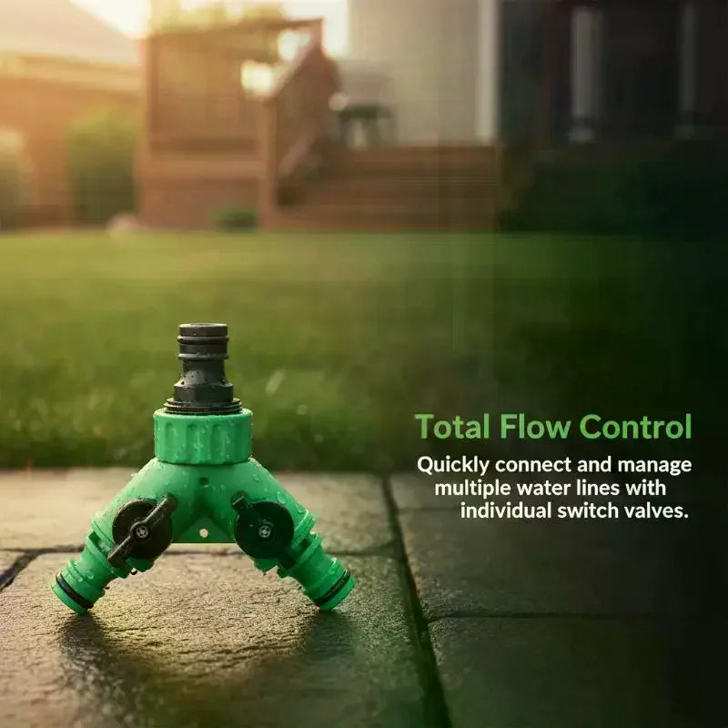 Garden Water Splitter Y Connector 2-Way Valve Switch Quick Plastic Zpaxo Default Title