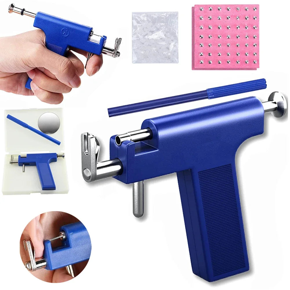 Professional Ear Piercing Gun Tool Studs Steel Nose Navel Body