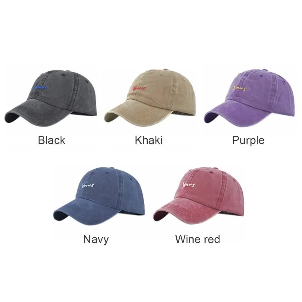 Washed Cotton Yours Letter Embroidered Cap Ripped Brim Hip Hop Distressed Baseball Cap Sunscreen Adjustable Sun Hat Zpaxo