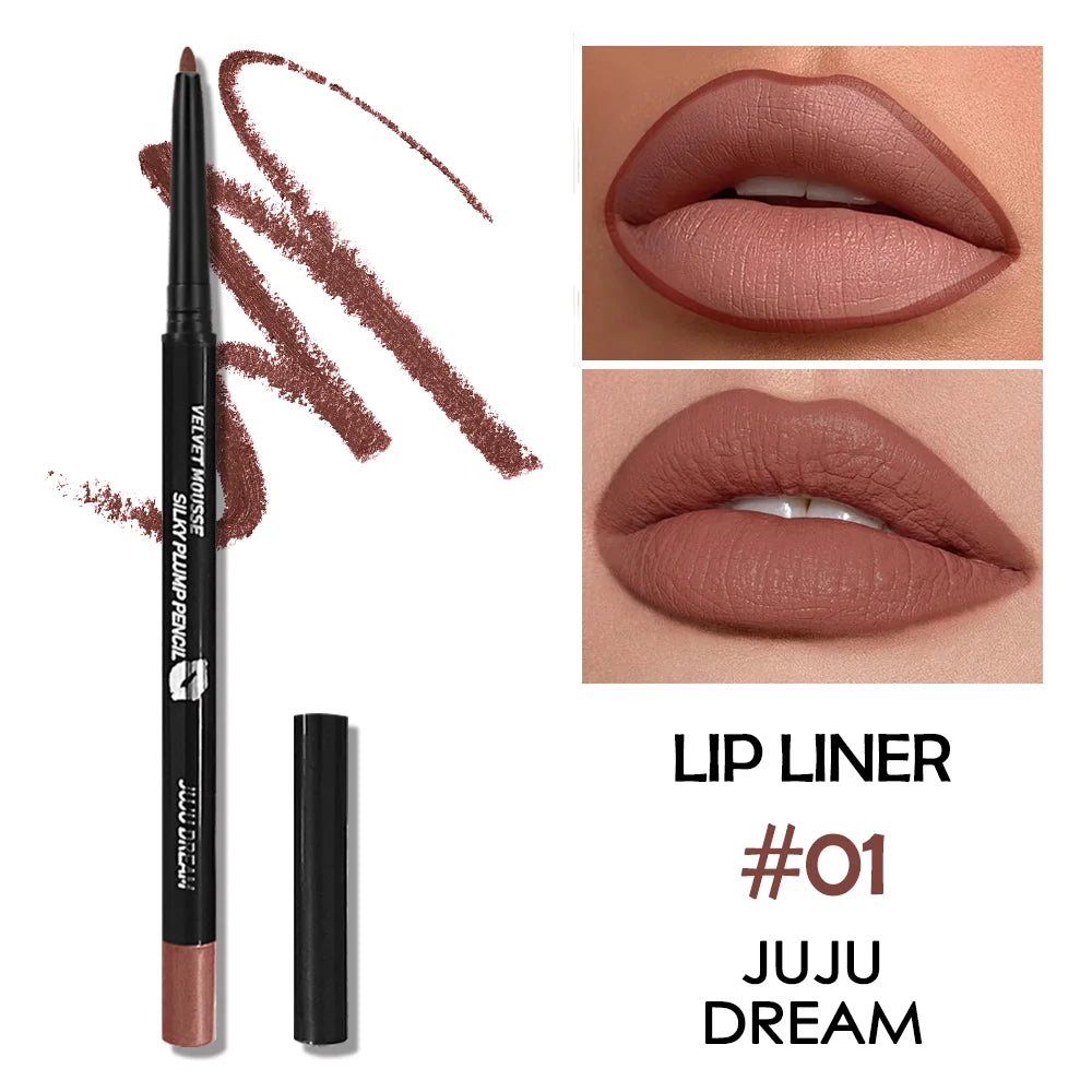 Waterproof Matte Lipliner Pencil Red Contour Tint Lipstick Long Lasting Non-stick Cup Moisturising Lips Makeup 5 Colors Zpaxo 01