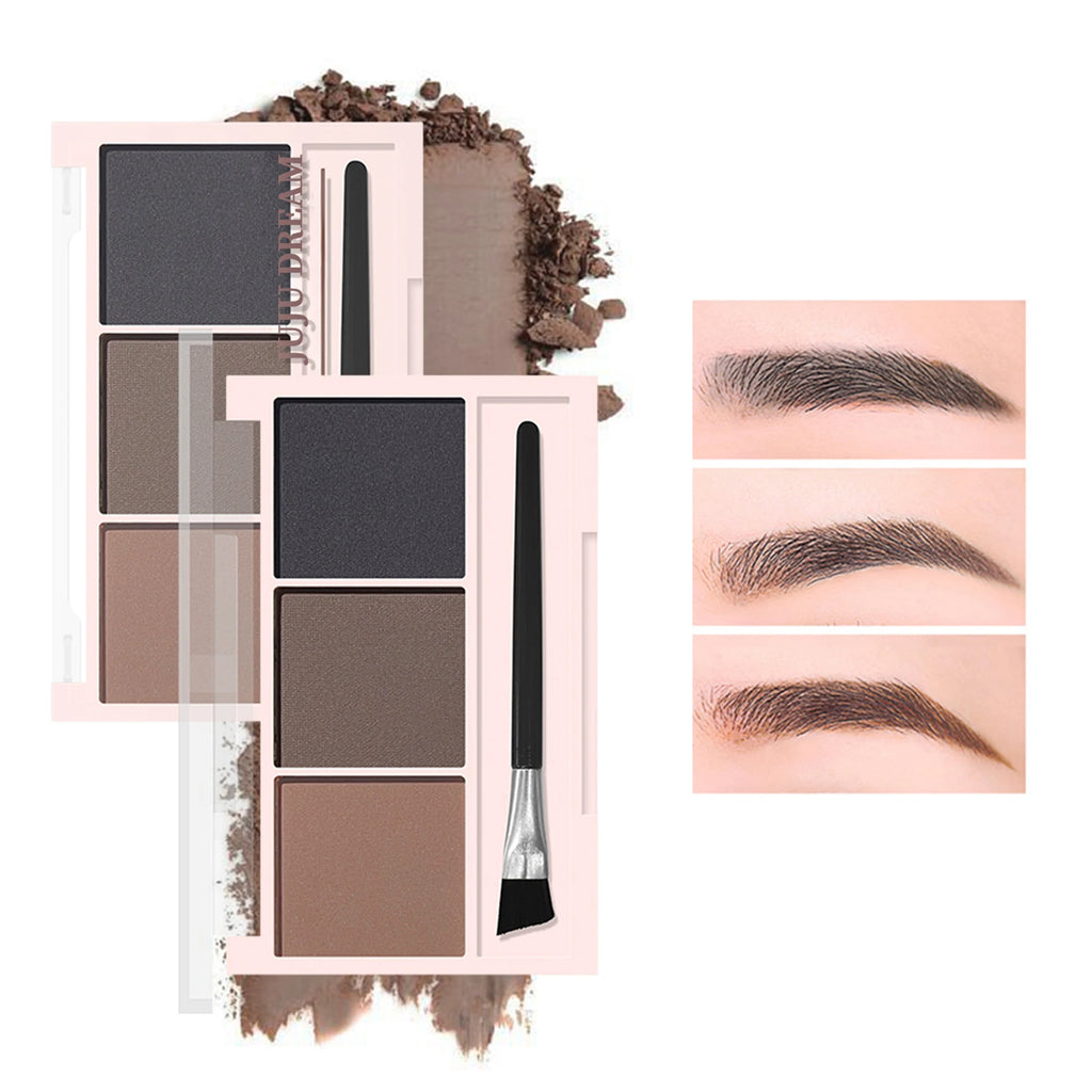 3-color Eyebrow Powder Palette With Eyebrow Brush - Natural Long-Lasting Eyebrow Powder Eyebrow Shape Waterproof and Sweat-proof Zpaxo