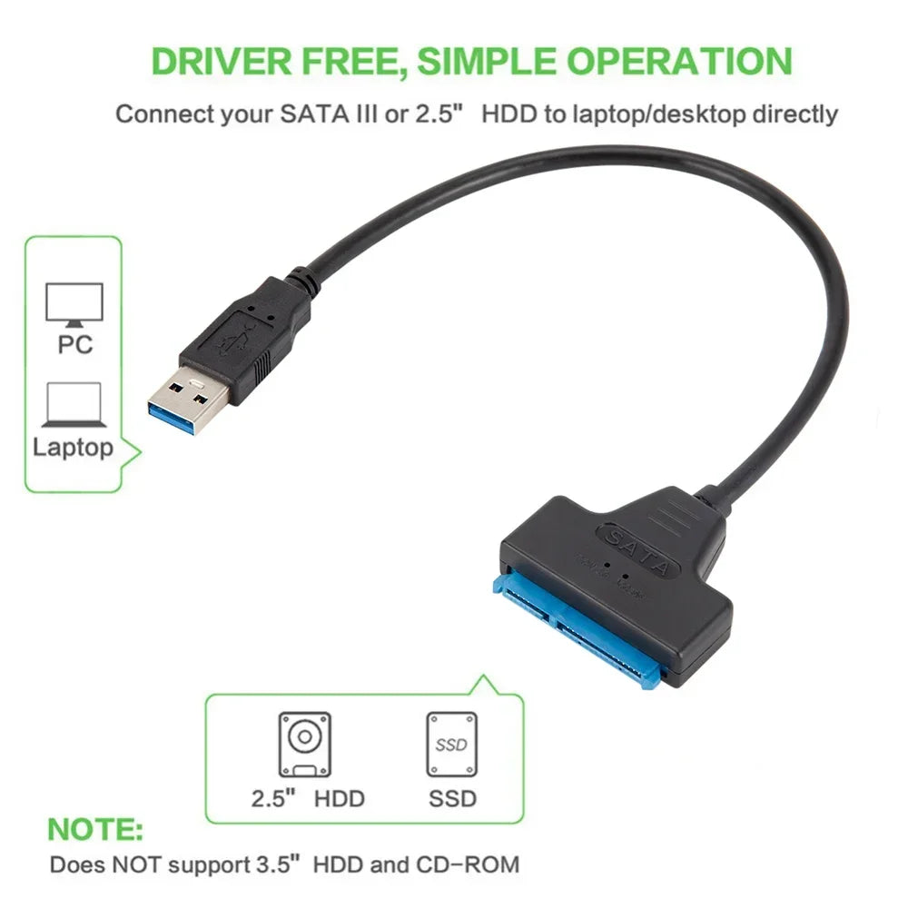 SATA USB 3 0 2 Cable External HDD SSD Hard Drive 22 Pin Adapter III Zpaxo