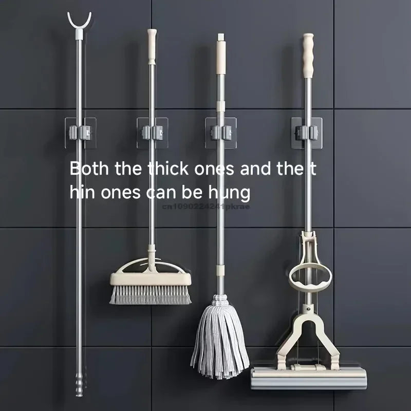 Self-adhesive Mop Holder Broom Stand Wall Mounted Mop Support Sweeping Brush Hook Storage Organizer Bathroom Kitchen Accessories Zpaxo