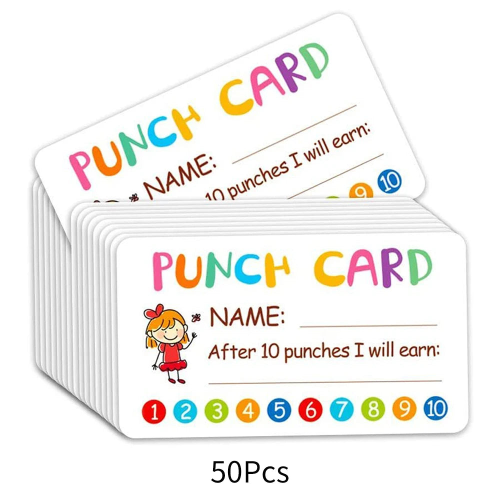 50/100/200Pcs Punch Cards Reward Incentive Card for Classroom Teachers School Student Behavior Motivation Decoration Zpaxo 50Pcs