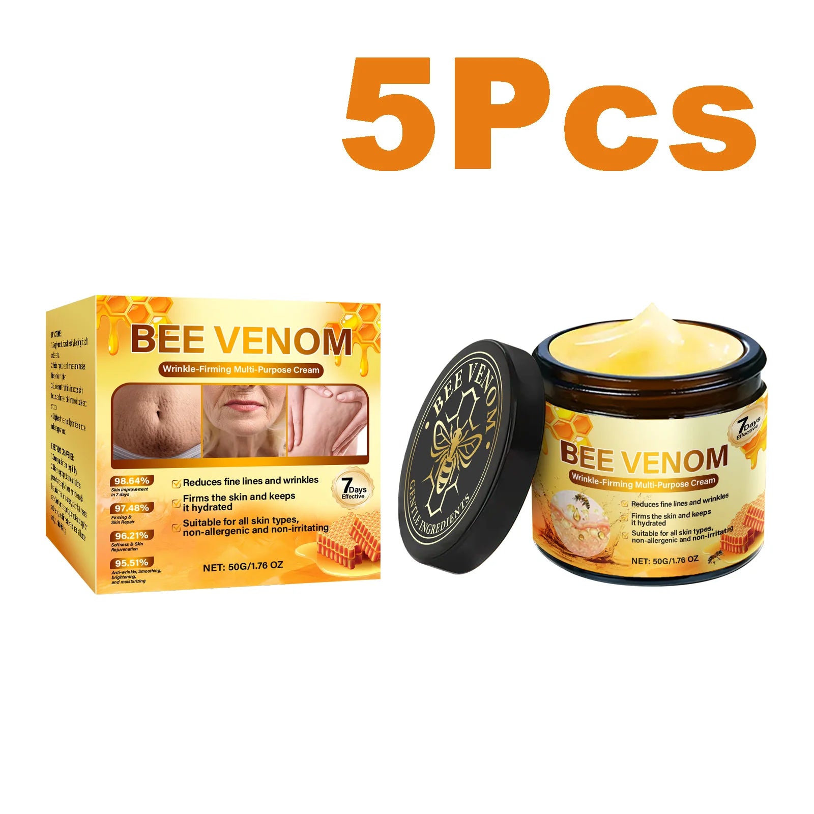 South Moon Bee Venom Firming Cream Anti-Wrinkle Moisturizer Anti-Aging Face Cream Zpaxo 5 x 50g Boxed
