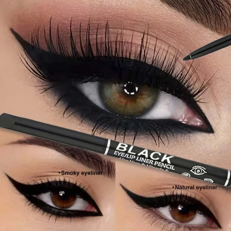 1- Silky Black Eyeliner Pencil Smooth Waterproof Sweatproof