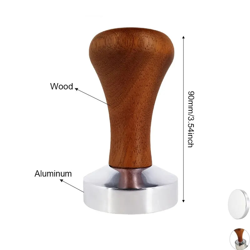 Espresso Coffee Tamper 51/53/58mm – Aluminum & Wood Handle Espresso Coffee Tamper Zpaxo Base Size 58mm