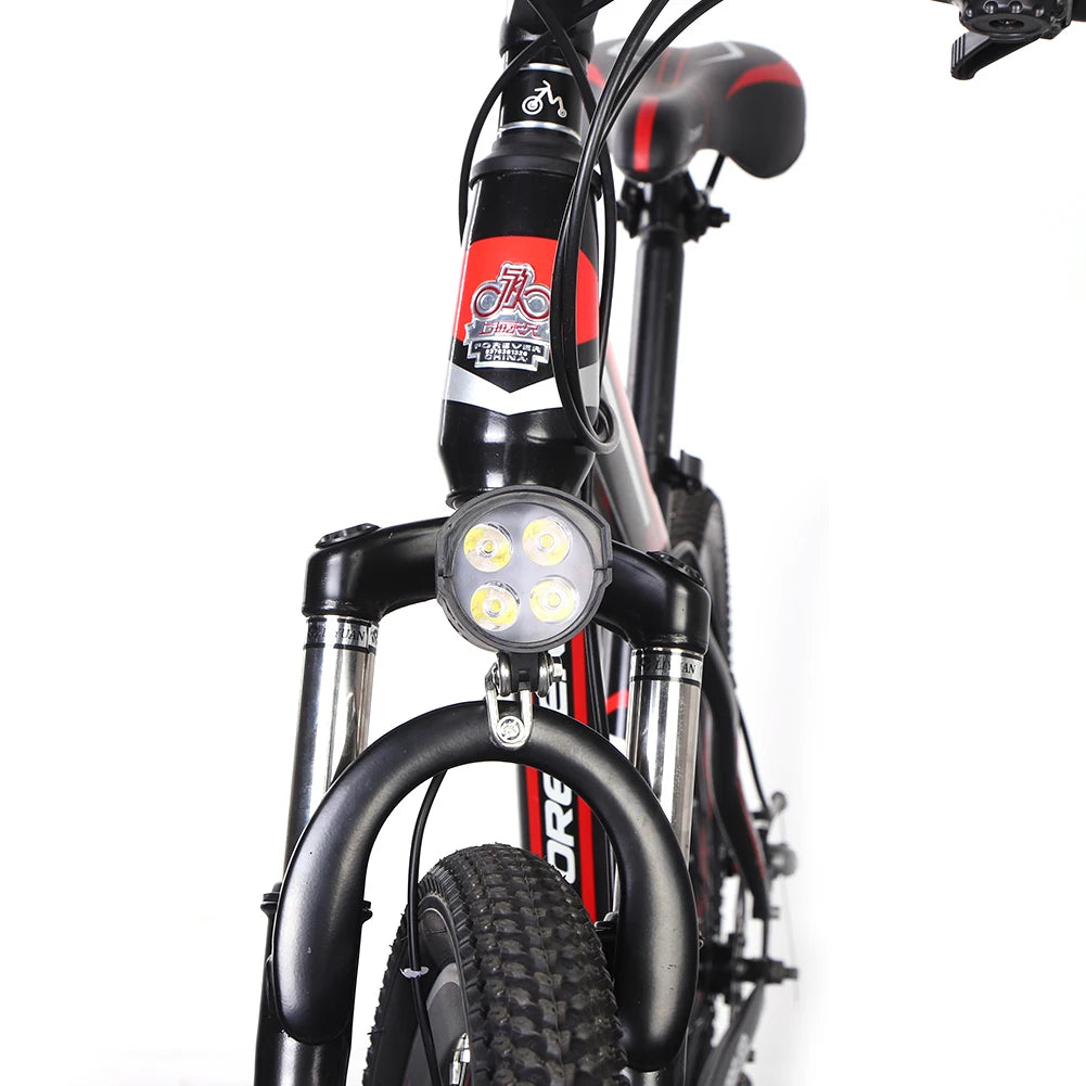 36V 48V 60V E-Bike Horn Light Electric Bicycle 4 LED Headlight 12W Waterproof 2 in 1 Horn and Light Switch Bicycle Flashlight Zpaxo